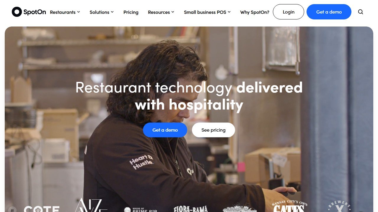 SpotOn restaurant POS and management homepage