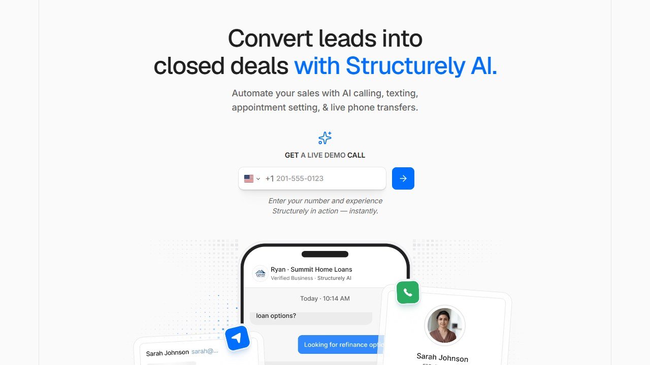 Structurely homepage screenshot