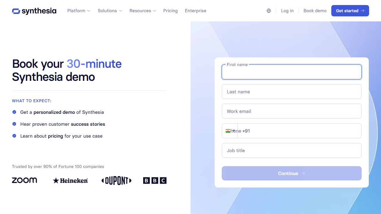 Synthesia homepage