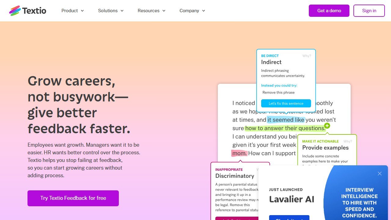Textio inclusive language and JD optimization homepage