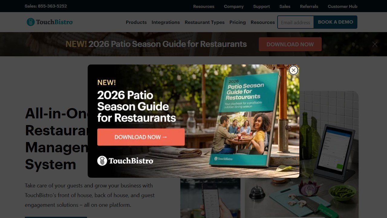 TouchBistro iPad restaurant POS homepage