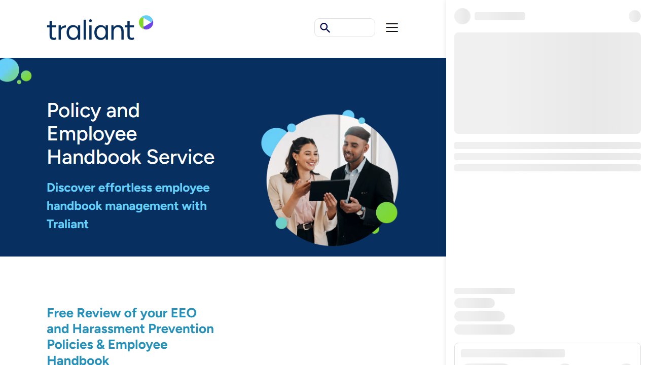 Traliant homepage