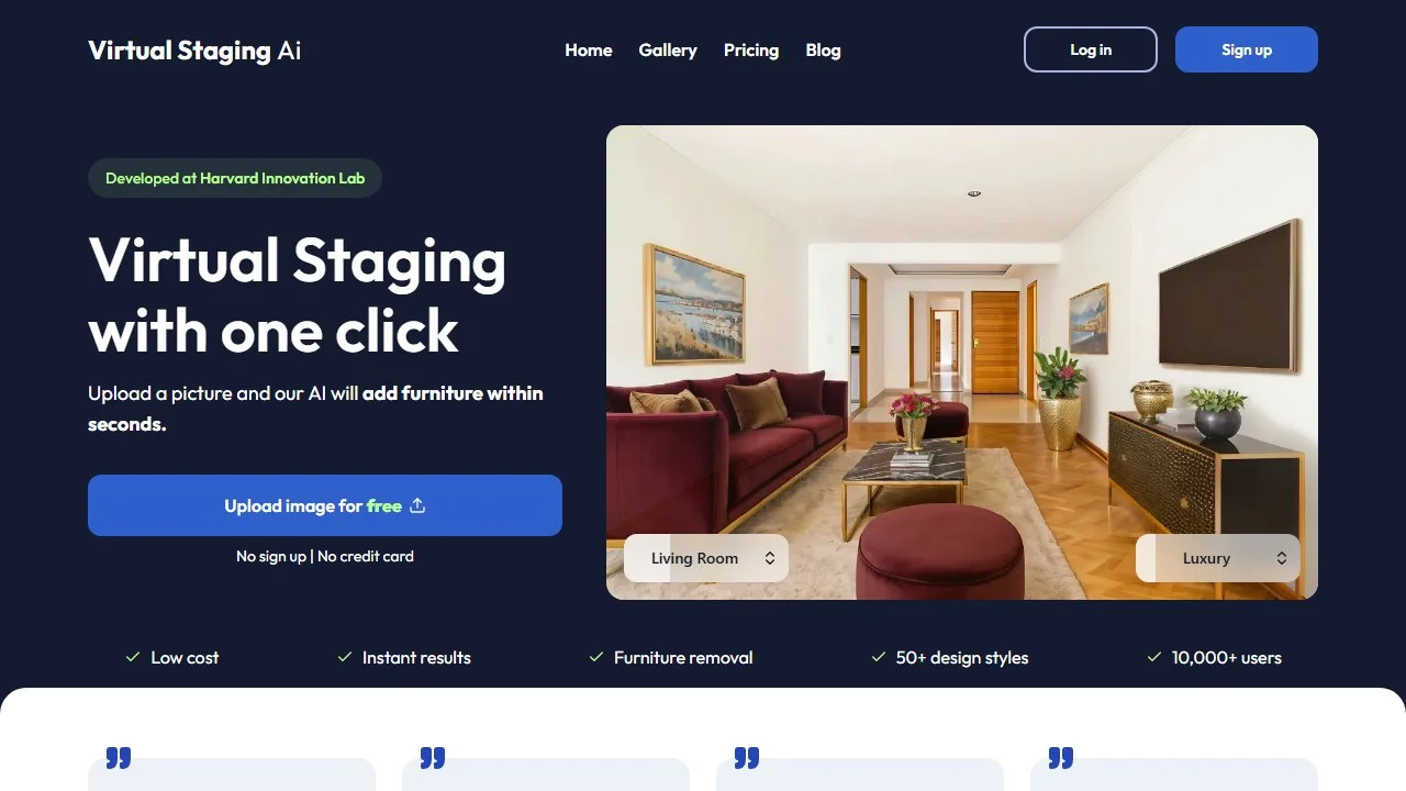 Virtual Staging AI homepage
