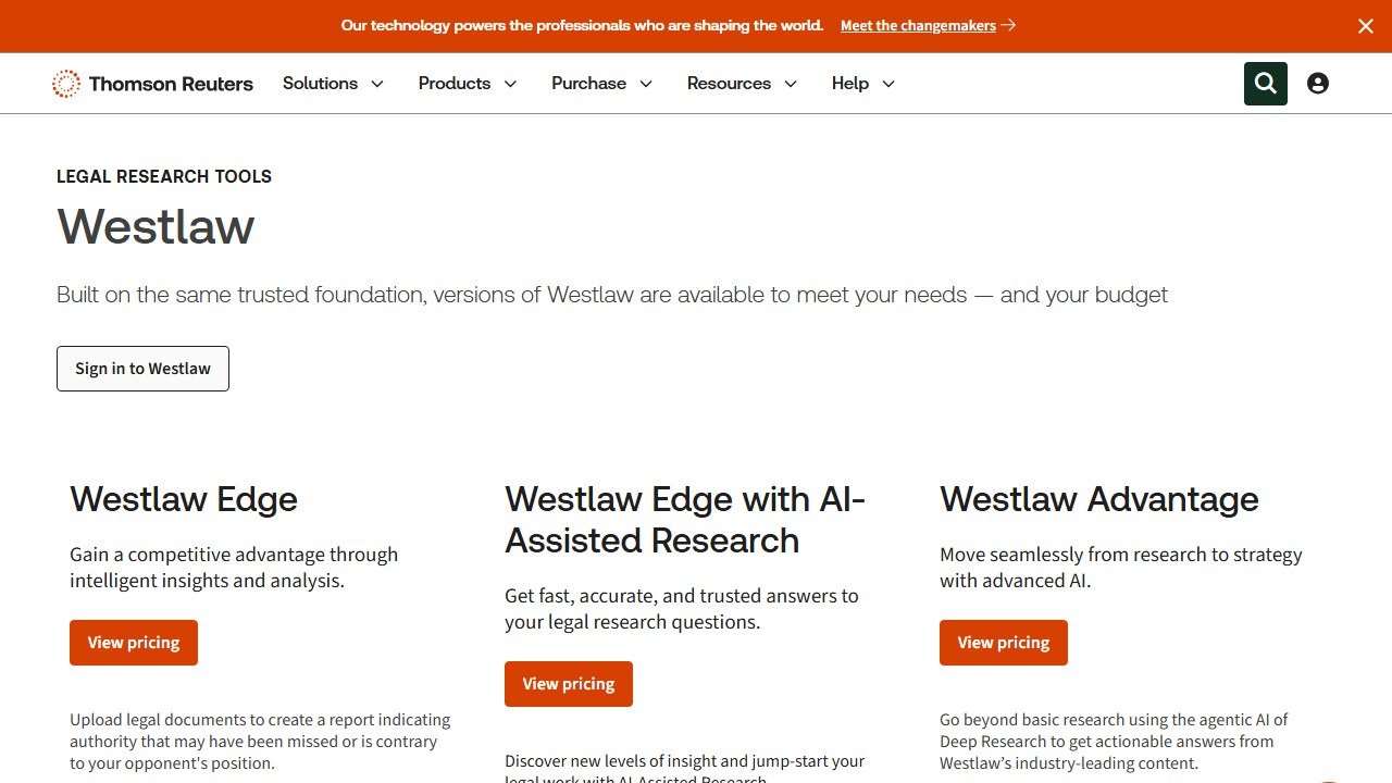 Westlaw Precision with CoCounsel legal research homepage