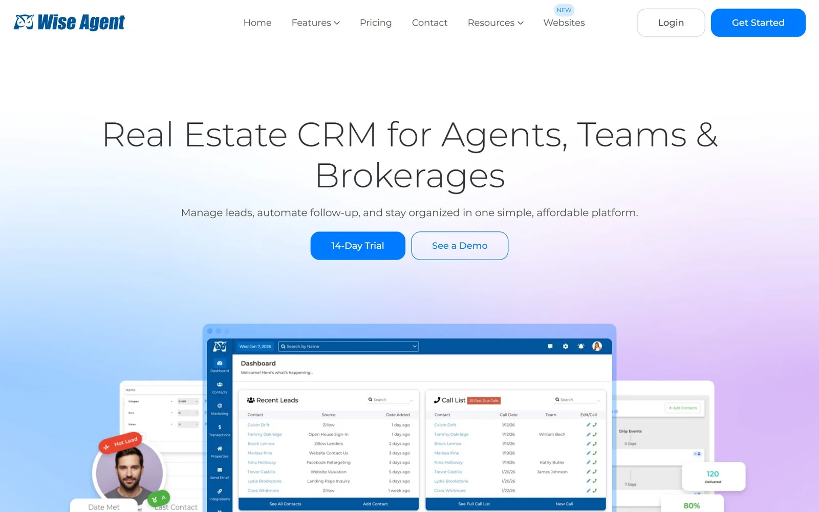 Wise Agent homepage
