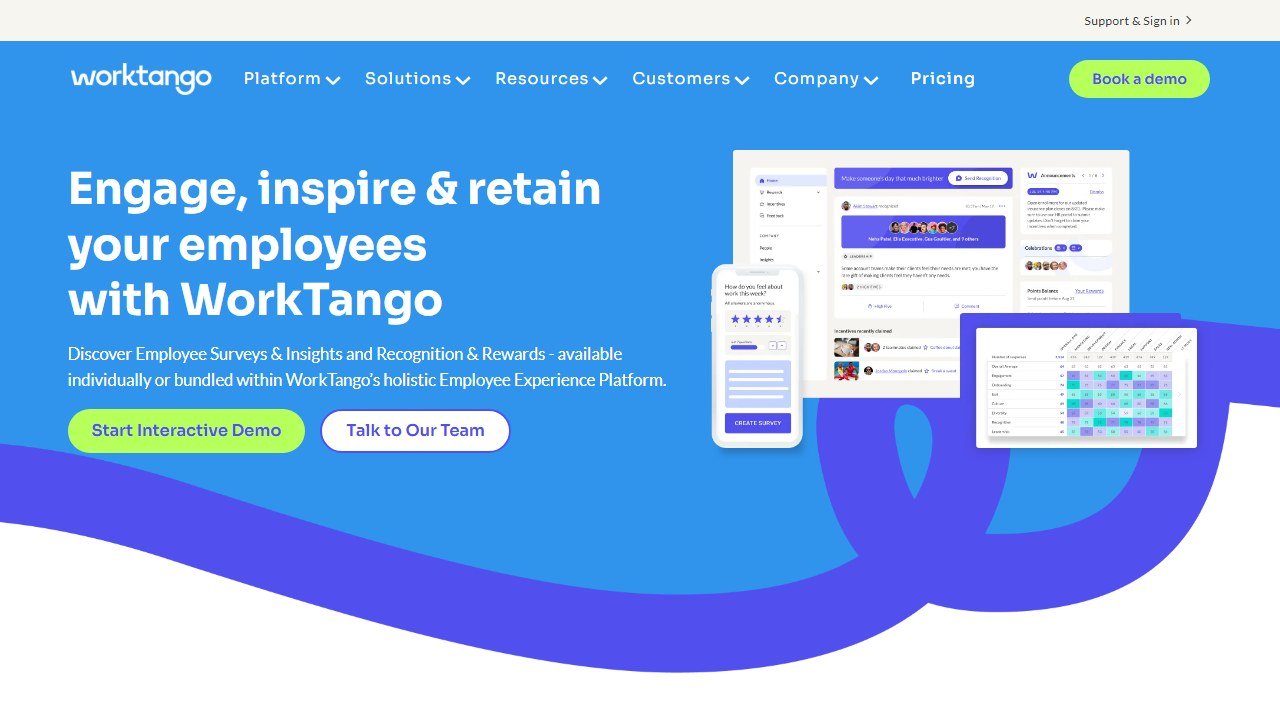 WorkTango recognition and survey platform homepage