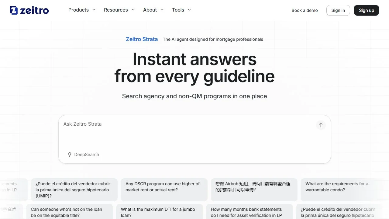 Zeitro homepage