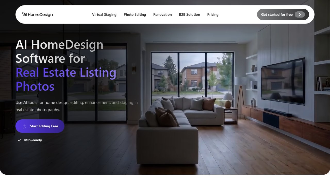 AI HomeDesign listing photo toolbox homepage