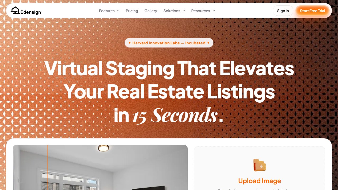 Edensign multi-angle virtual staging homepage