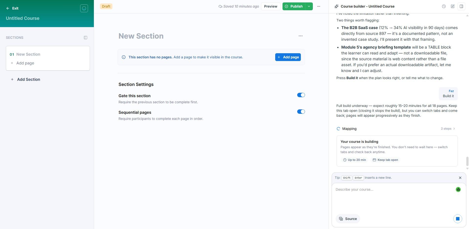 Exec course builder flagging its own limitations and naming a source before using a figure