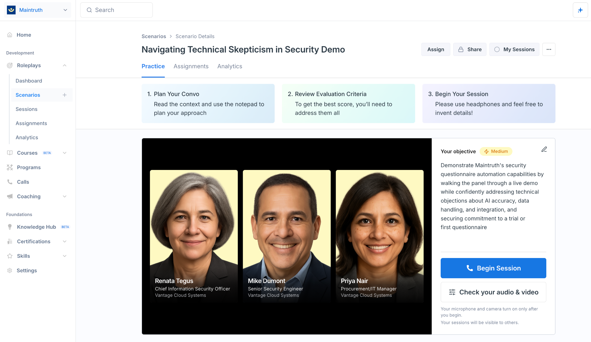 Exec three character panel roleplay with a CISO, security engineer and procurement manager