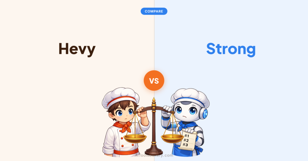 Hevy compared with Strong, AI Tools Bakery
