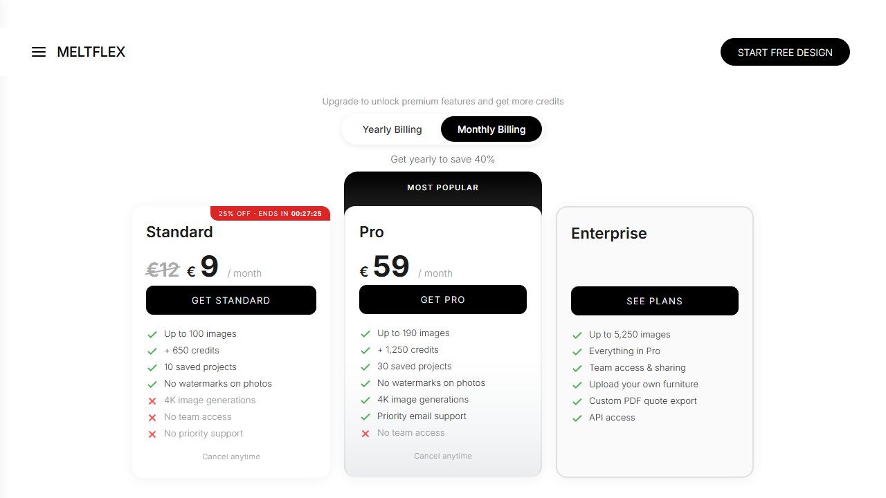 MeltFlex AI virtual staging subscription plans