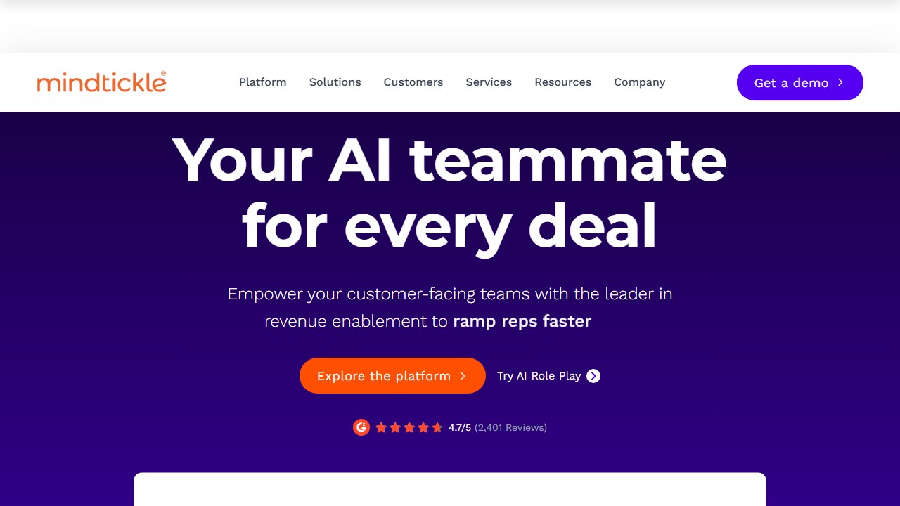 Mindtickle sales readiness platform homepage