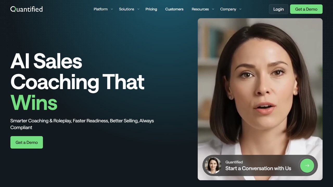 Quantified.ai AI sales coaching and roleplay homepage