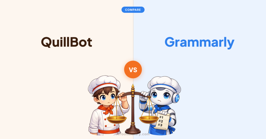 QuillBot compared with Grammarly, AI Tools Bakery