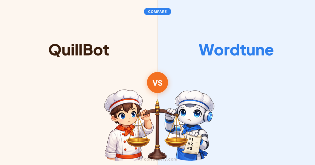 QuillBot compared with Wordtune, AI Tools Bakery