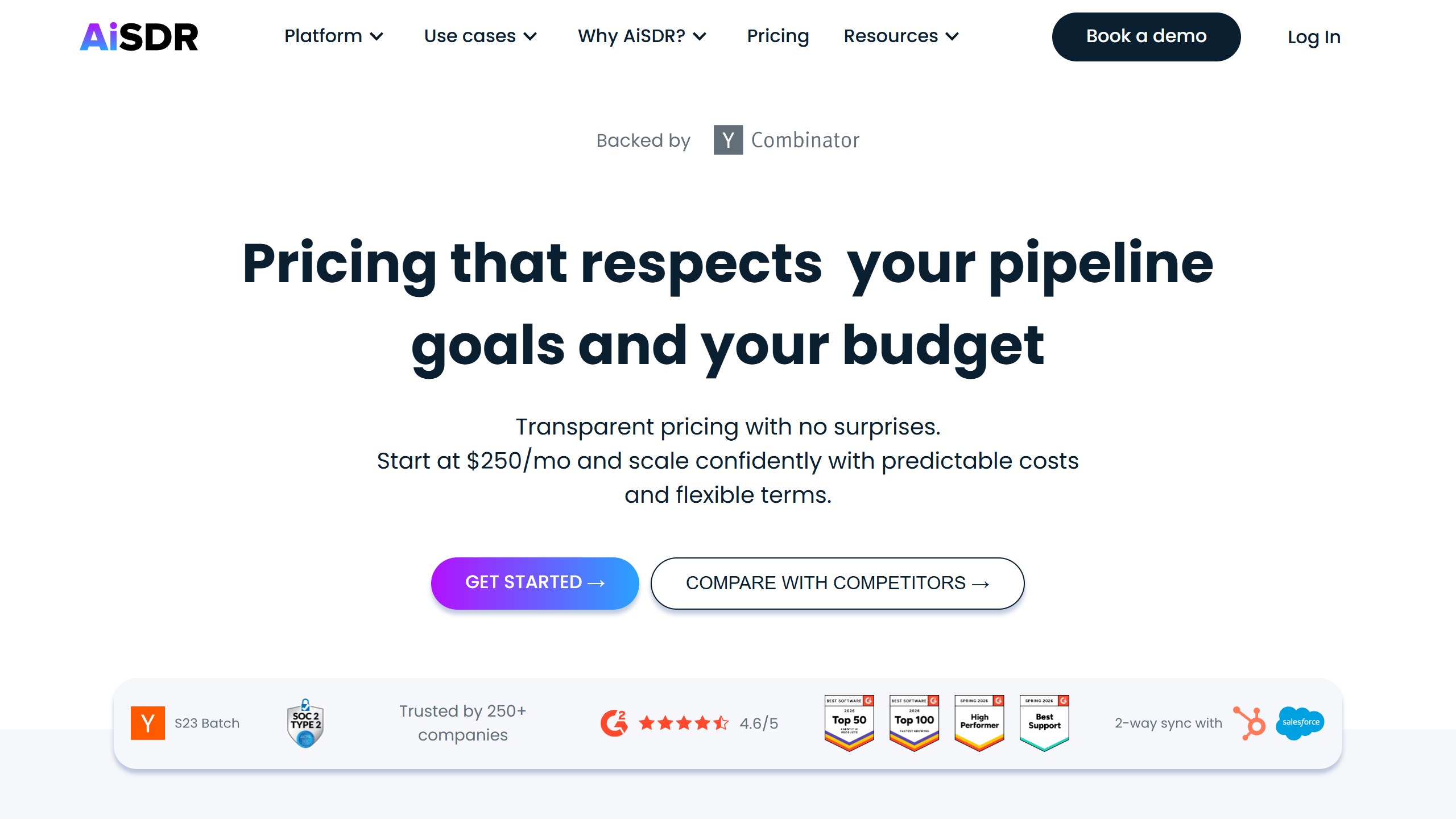 AiSDR pricing page as published on 4 September 2026
