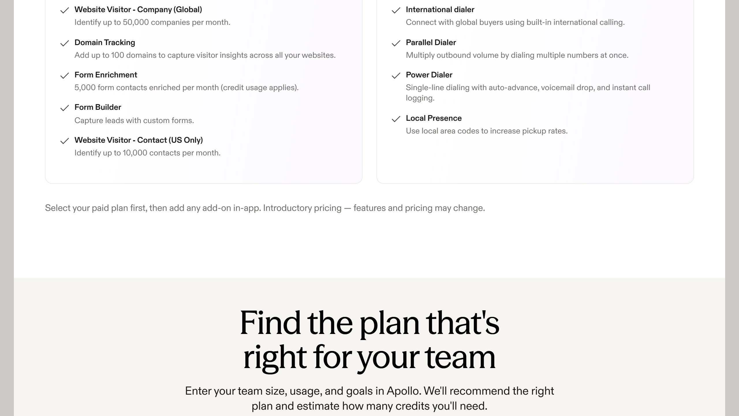 Apollo pricing page as published on 4 September 2026