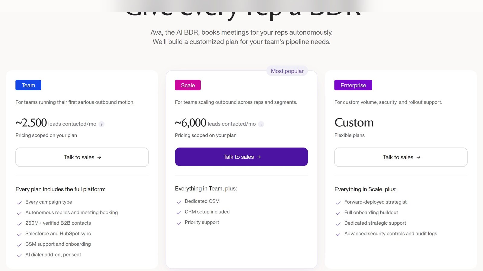 Artisan pricing page showing plan cards reading Pricing scoped on your plan and Custom, with no currency figure anywhere, captured 4 September 2026