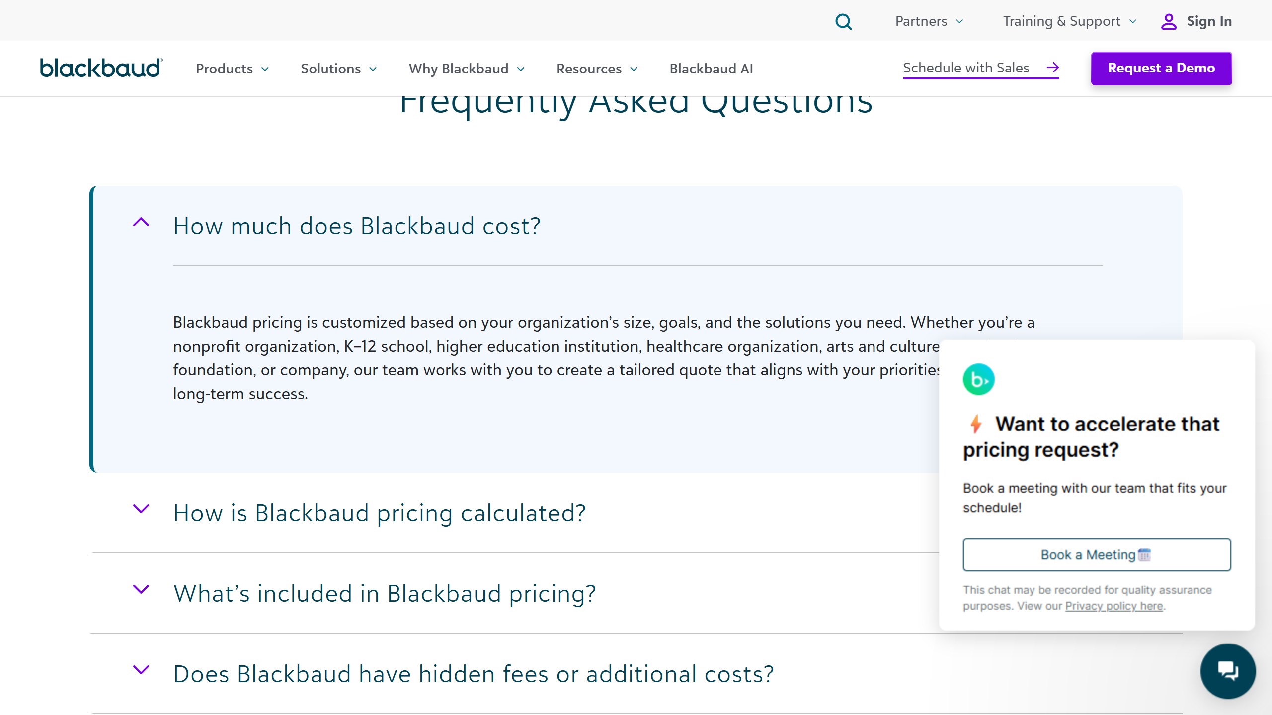 Blackbaud pricing page as published on 4 September 2026