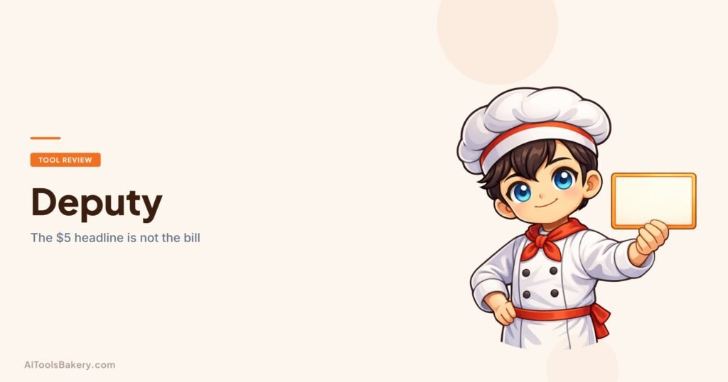 Deputy review 2026 by AI Tools Bakery, showing that the advertised 5 dollar per user rate is not what the invoice comes to