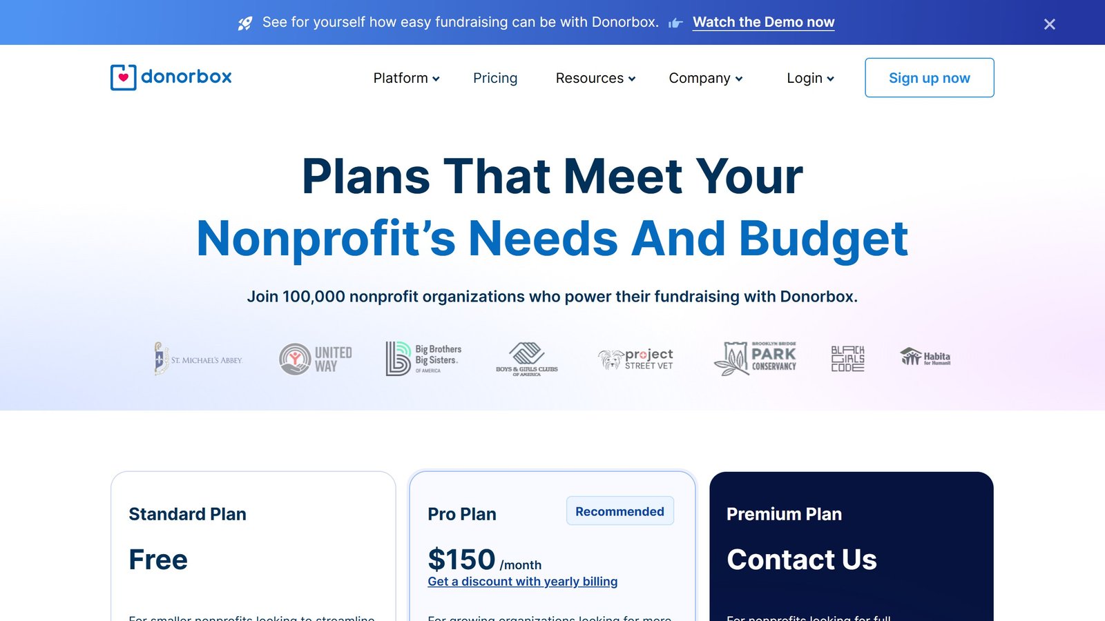 Donorbox pricing page as published on 4 September 2026