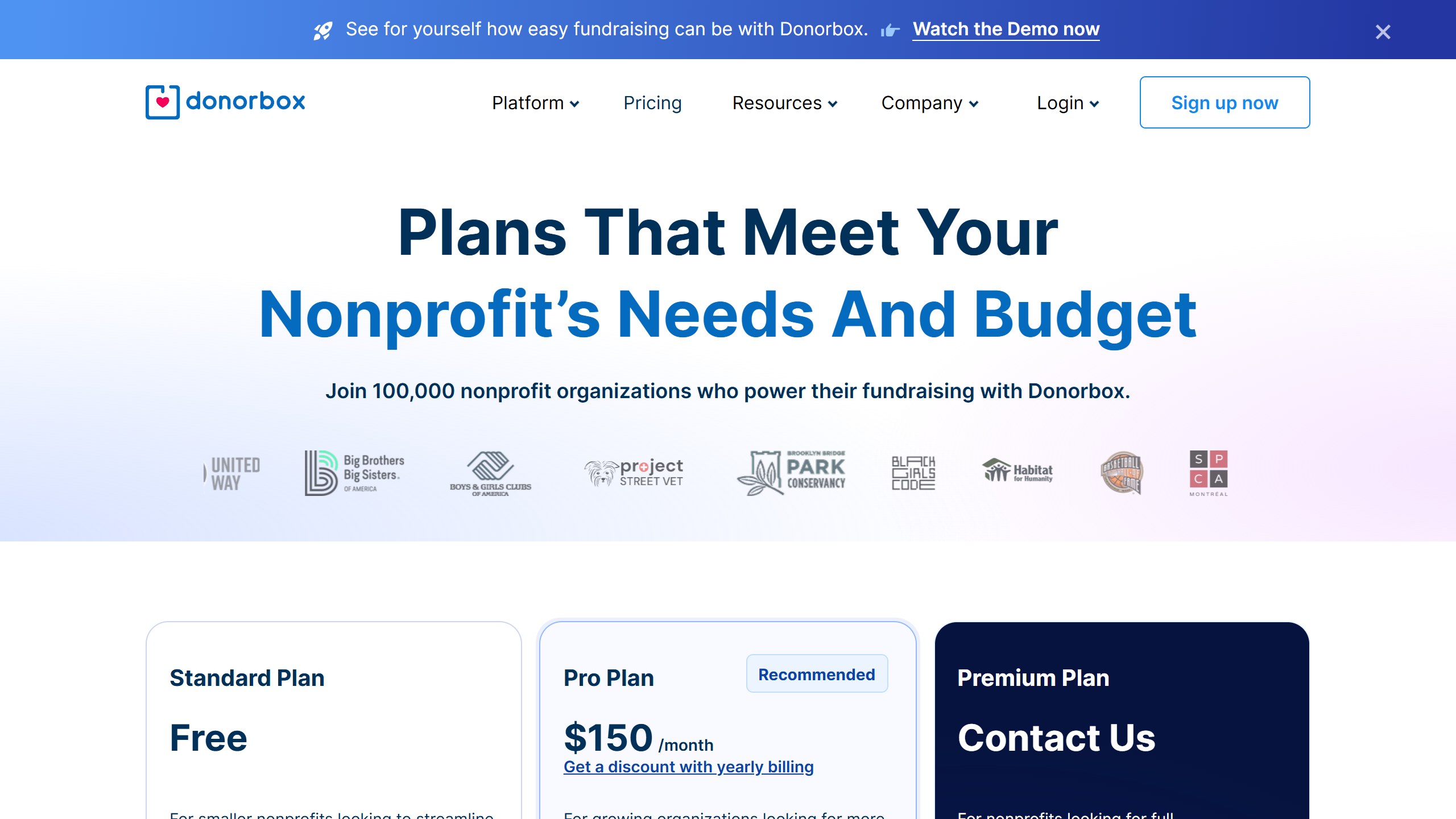 Donorbox pricing page as published on 4 September 2026