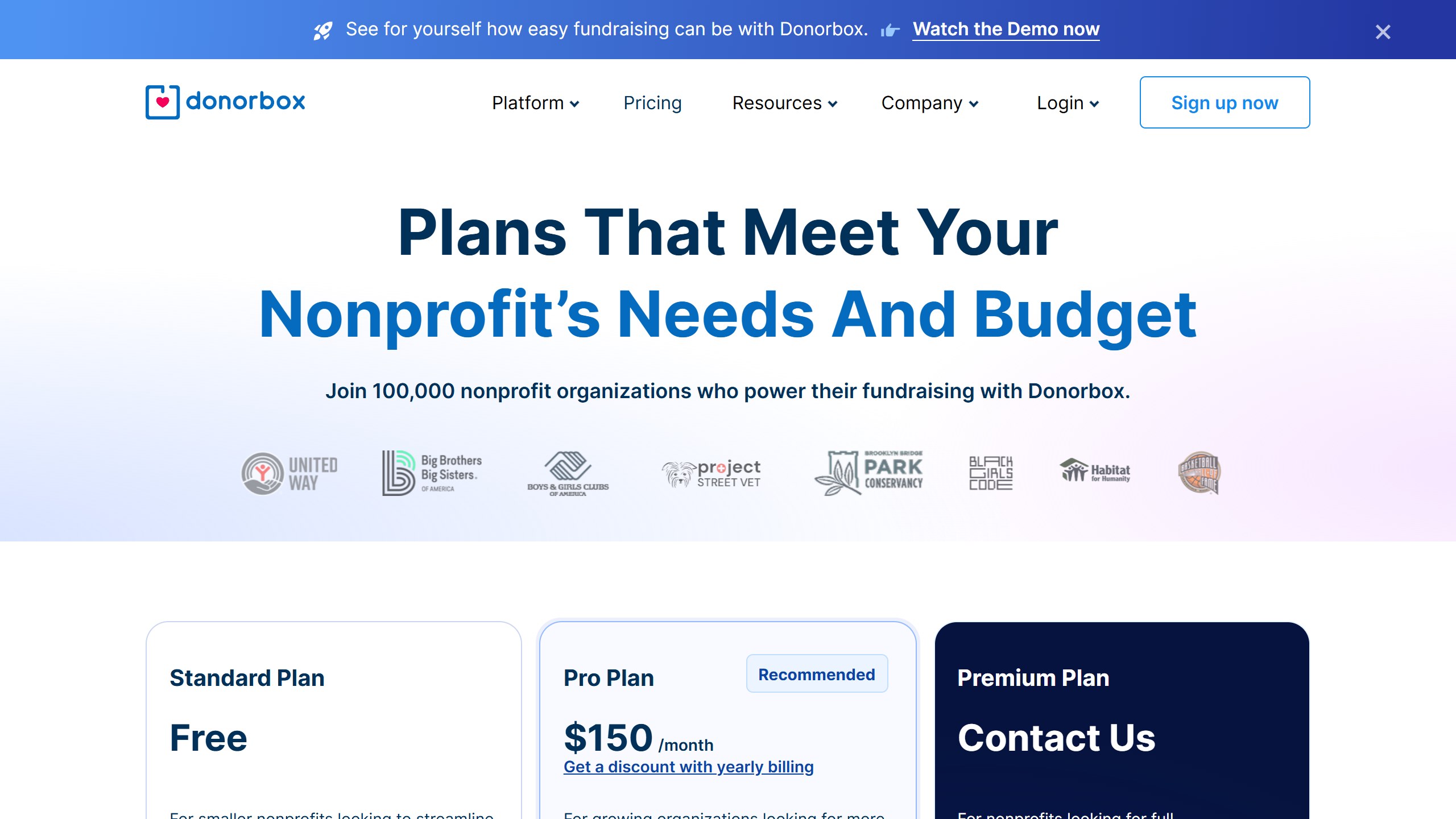 Donorbox pricing page as published on 4 September 2026