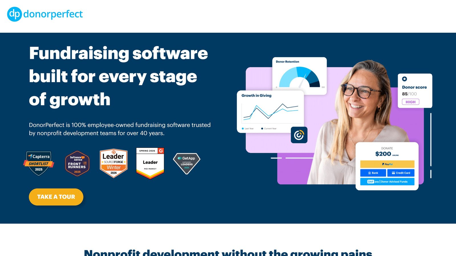 DonorPerfect pricing page as published on 4 September 2026