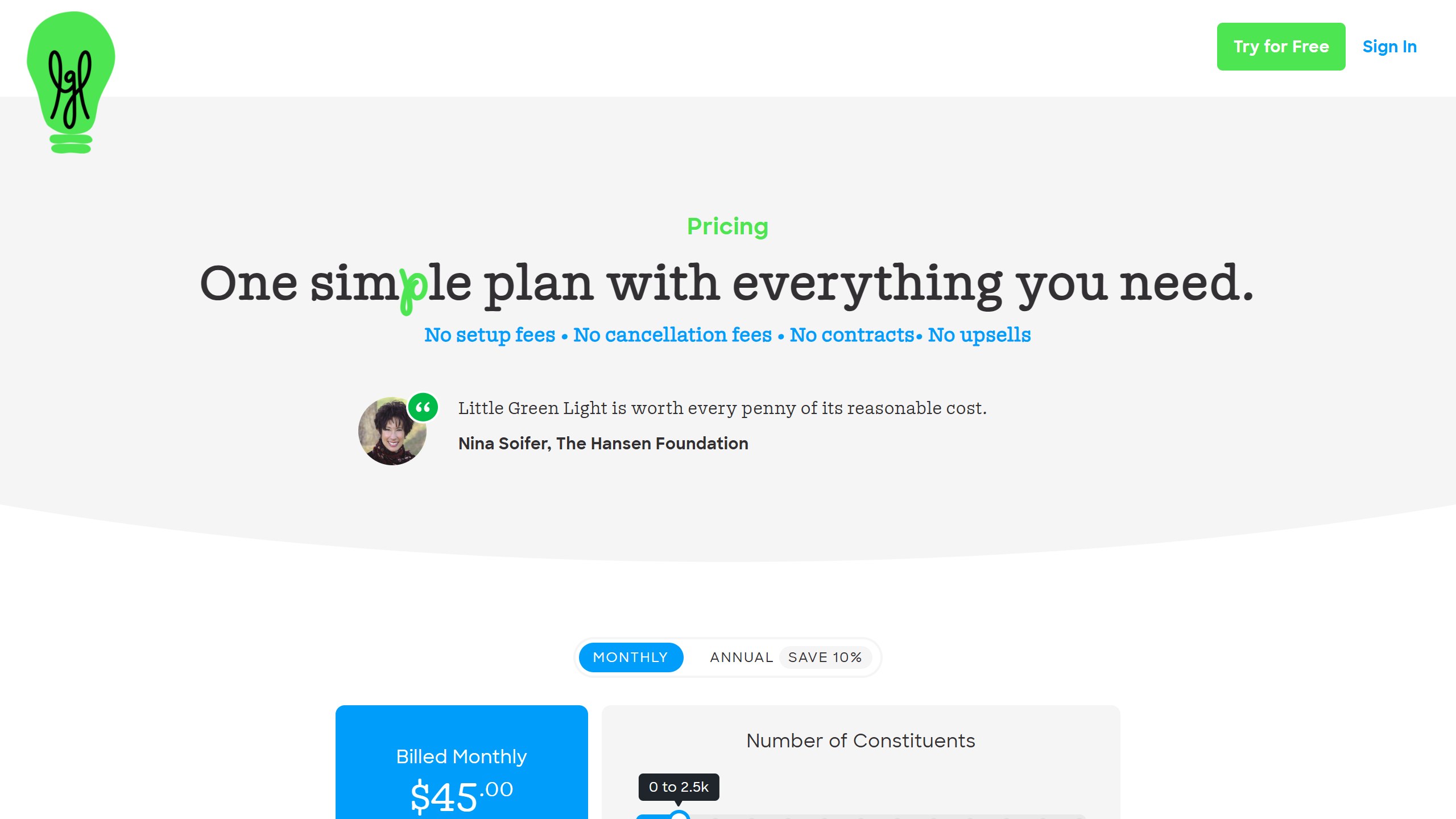 Little Green Light pricing page as published on 4 September 2026