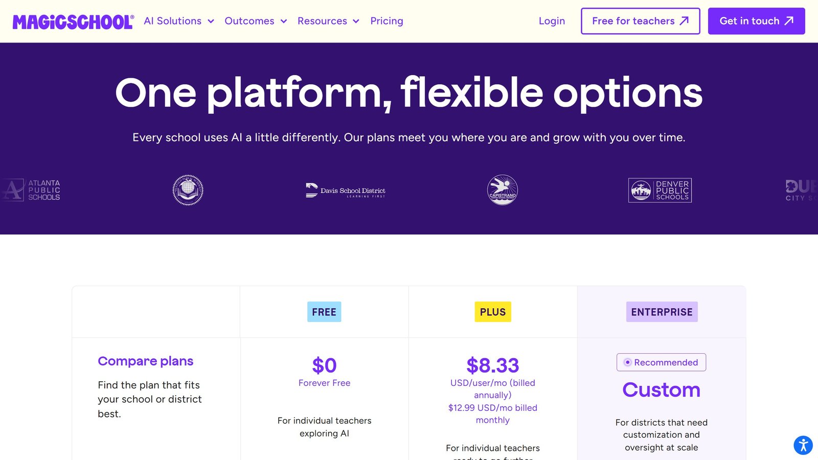 MagicSchool pricing page as published on 4 September 2026