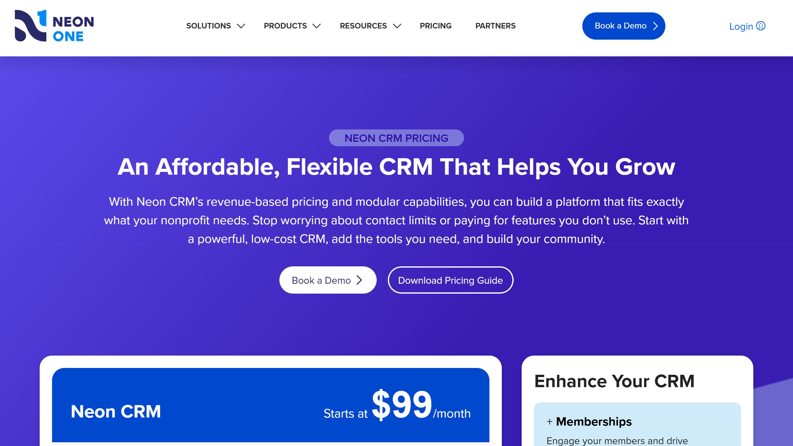 Neon CRM pricing page as published on 4 September 2026