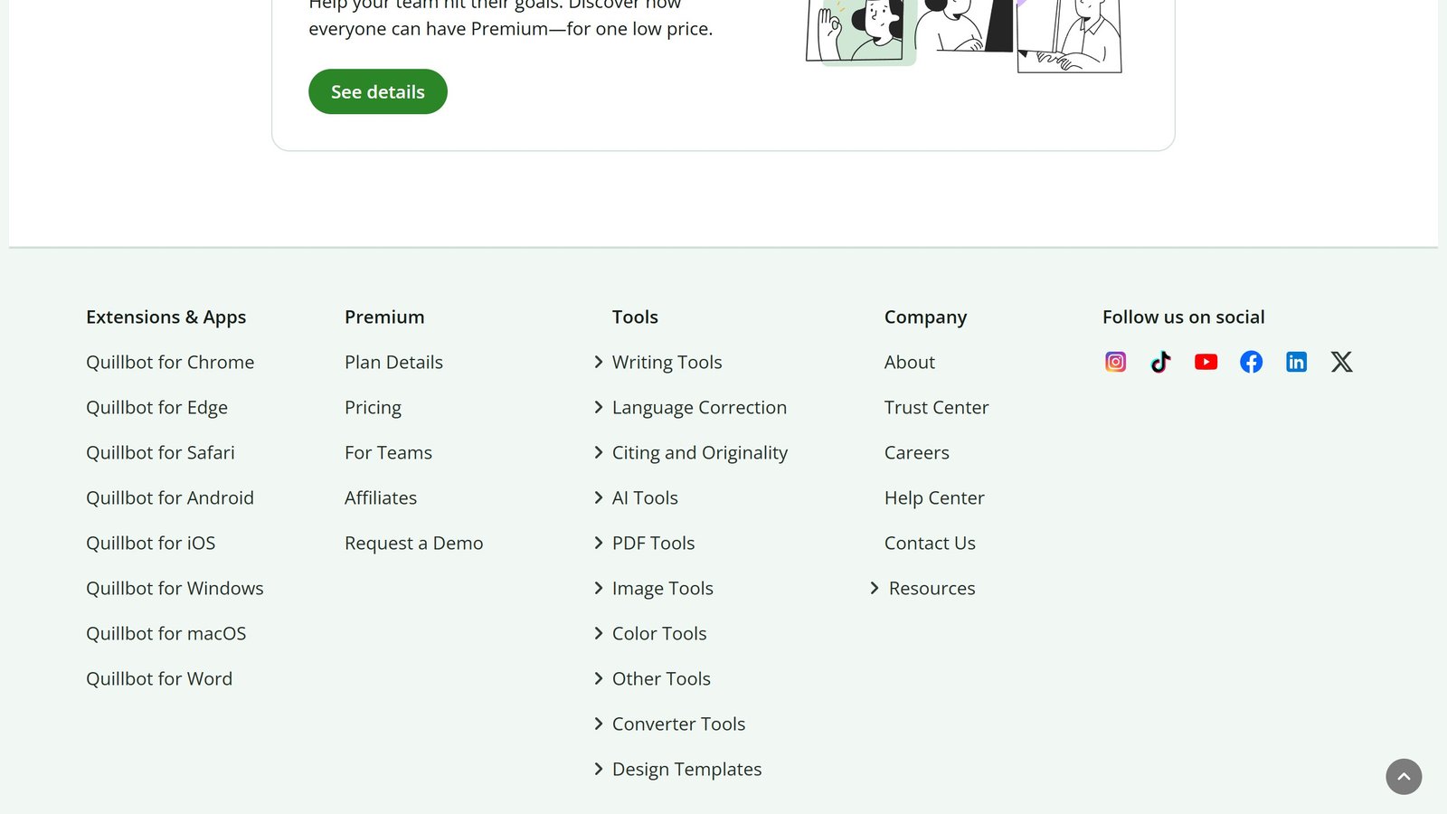QuillBot pricing page as published on 5 September 2026