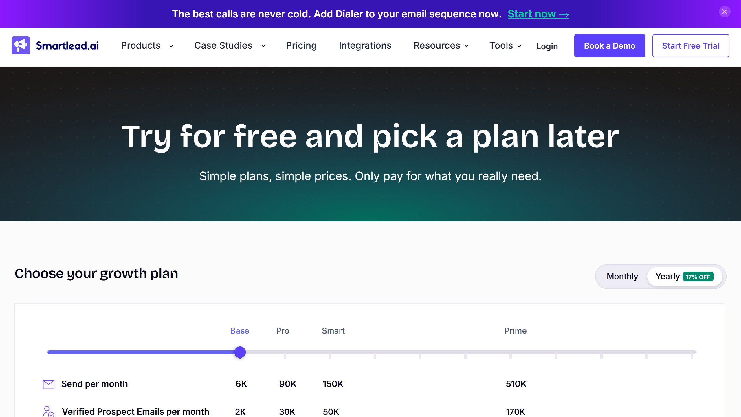 Smartlead pricing page as published on 4 September 2026