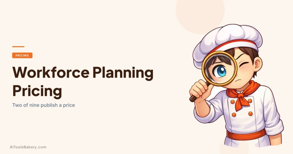 Workforce planning software pricing 2026 by AI Tools Bakery, showing that only two of the nine leading tools publish a price